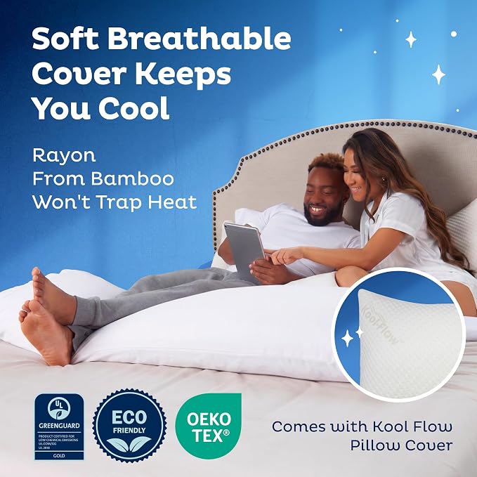 Body Pillow for Adults - Breathable, Full Body Pillow for Side Sleepers - Shredded Memory Foam Gel - Cooling Long Pillow Supports Legs, Belly & Hips - 20x54 White
