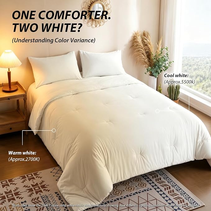 weigelia Cream Comforter Set Twin Size, All Season Lightweight Bedding Set | Soft Microfiber Twin Comforter Set, Machine Washable, Solid Color Bed Set (1 Comforter, 1 Pillowcase)