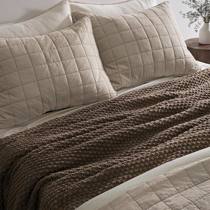 EVERGRACEHOME Chunky Chenille Knit Throw Blanket, 108x92, Cocoa Brown | Sculpted Moss Stitch, Chic Modern Farmhouse, All-Season Warmth, OEKO-TEX® Certified, Oversized King for Couch, Bed, Sofa