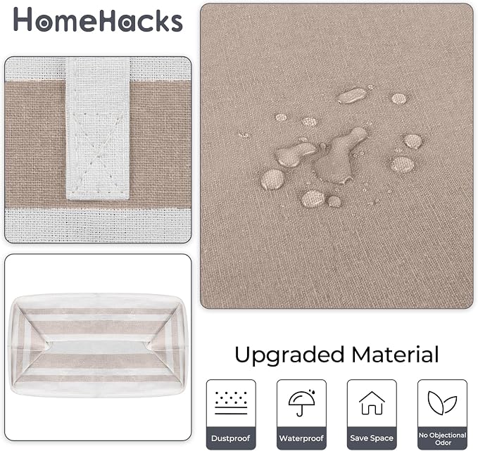 HomeHacks 2 Pack Large Laundry Baskets, Laundry Hampers Bags (Khaki 100Lx2) | Waterproof, Freestanding, Collapsible Clothes Hamper with Reinforced Handles in Laundry Room, Dorm, Bathroom, Bedroom