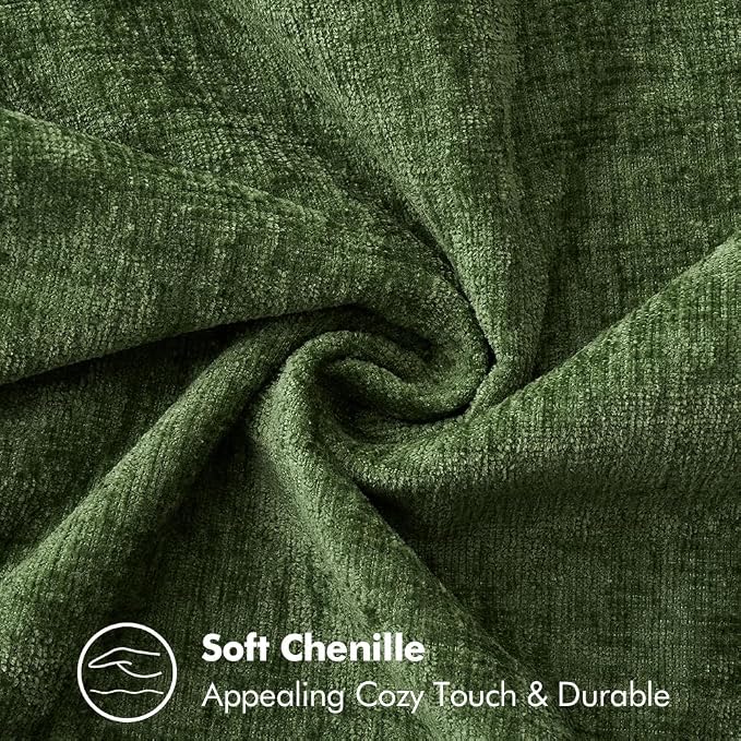 MIULEE Decorative Couch Throw Pillow Covers 20x20 Inch Forest Green 2 Pack | Farmhouse Pillow Covers with Stitched Edge, Soft Chenille Cushion Cases, for Sofa Bed Living Room Home Decor, Moss Green