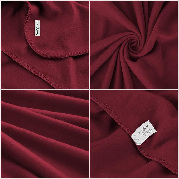 Fleece Throw Blanket Set Bulk for Travel Kids Outdoor Wedding Pet (Burgundy, Pack of 6 50x60 Inches)