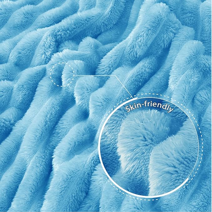 Exclusivo Mezcla Striped King Size Fleece Blanket for Bed, Couch, 90"x104" | Soft Breathable Cozy Bed Blankets, Lightweight Plush Fluffy Fuzzy Jacquard Decorative Blankets