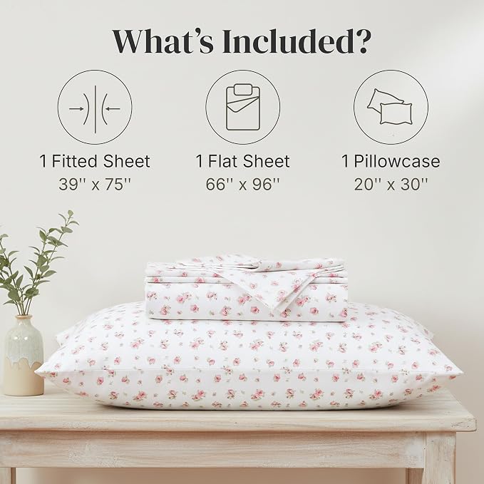 Modern Threads Silky Soft Microfiber and Wrinkle Free Sheets - Luxurious Microfiber Bed Sheets Includes Flat Sheet, Fitted Sheet with Deep Pockets, & Pillowcases Ivory, Twin