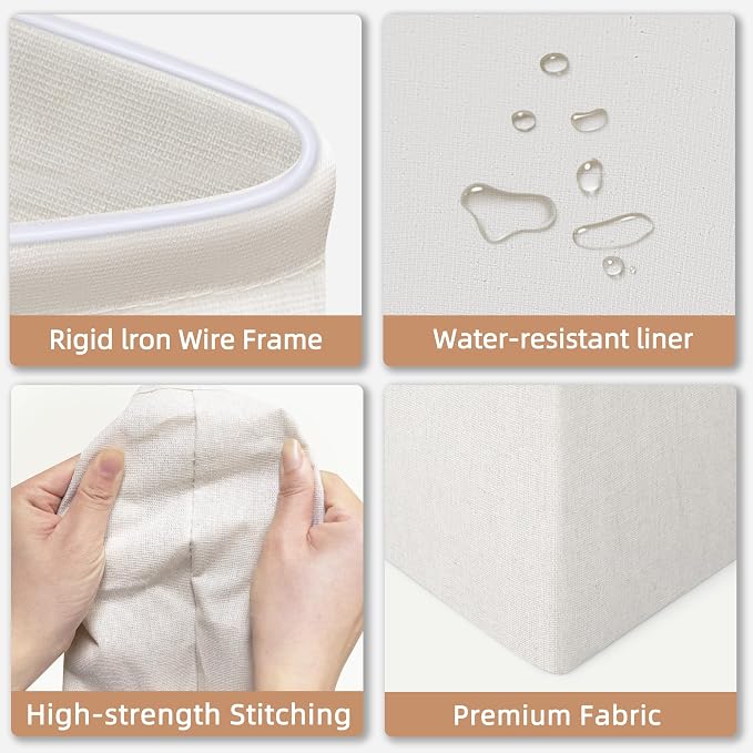 STORAGE MANIAC 2-Pack Large Laundry Hamper, 100L (26.4 Gal) Collapsible Laundry Basket with Bamboo Handles, Freestanding Waterproof Clothes Hamper for Laundry Room, Bedroom, Dorm, Towels, White
