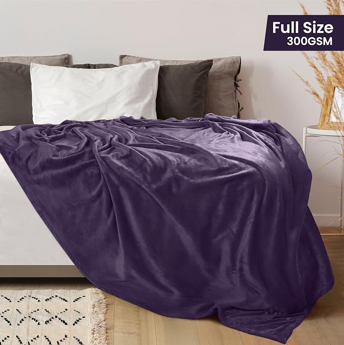 Utopia Bedding Ultra Soft Fleece Bed Blanket Full Size Purple (90x84 Inch) | Microfiber Plush Warm Lightweight Breathable Cozy Blanket Anti-Static, All Season Use, Gift for Women and Men