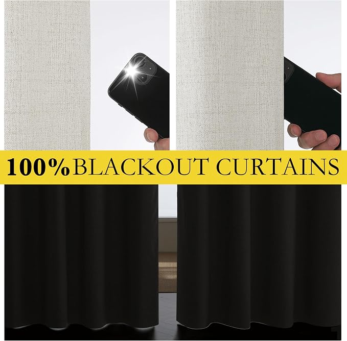 NICETOWN 100% Blackout Nursery Curtains 68" Long 2 Panels, Alabaster Gray | Thermal Insulated & Noise Reducing, Linen Blend, Privacy Short Drapes for Kids Room, Cafe Bar, Each 52" W by 68" L