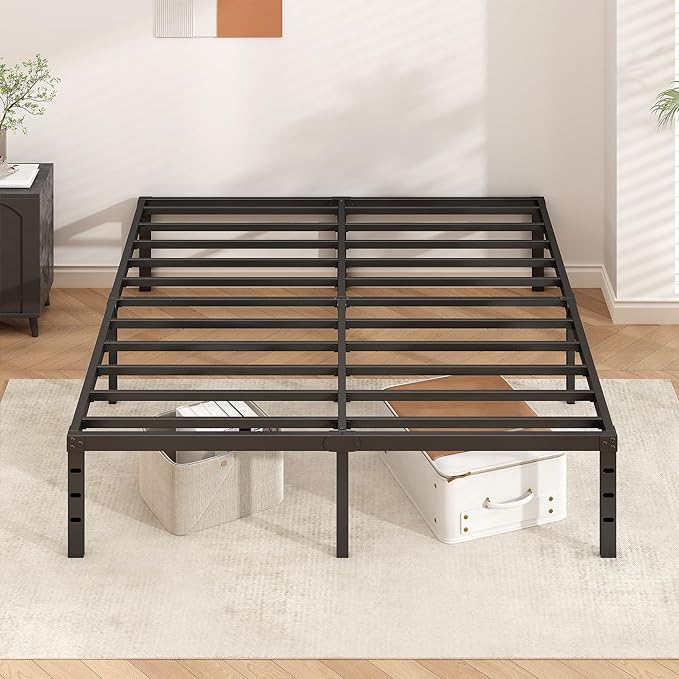 HLIPHA Metal Platform Bed Frame 14 Inch Tall,No Box Spring Needed,King Size Bed with Heavy Duty Strong Support Slats,Easy to Assemble,Black