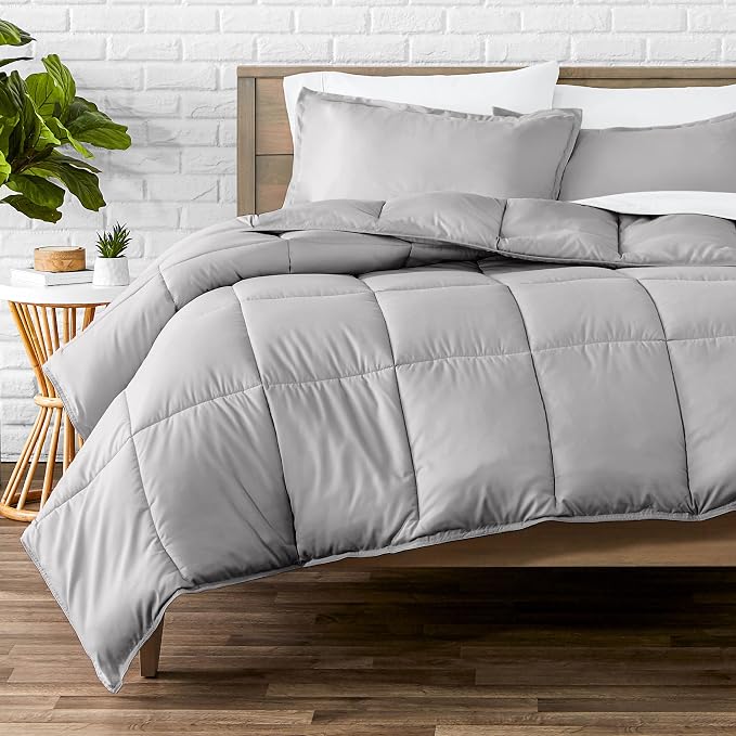 Bare Home Comforter Set - 1800 Ultra Soft (Oversized King, Light Grey) | All-Season, Breathable, Hypoallergenic, Premium 1800, Warm, Cozy