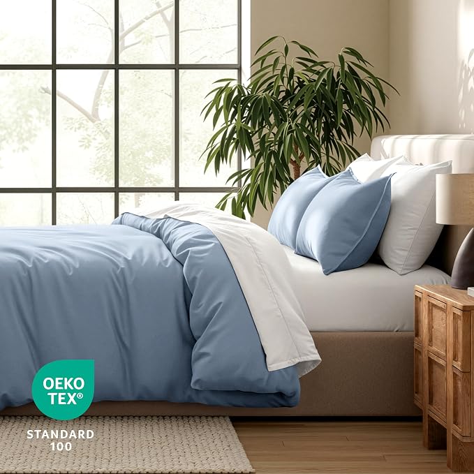 Bare Home Duvet Cover Set 1800 Ultra-Soft (California King, Dusty Blue) | Lightweight, Cooling, Breathable, Premium 1800 Ultra-Soft, All-Season