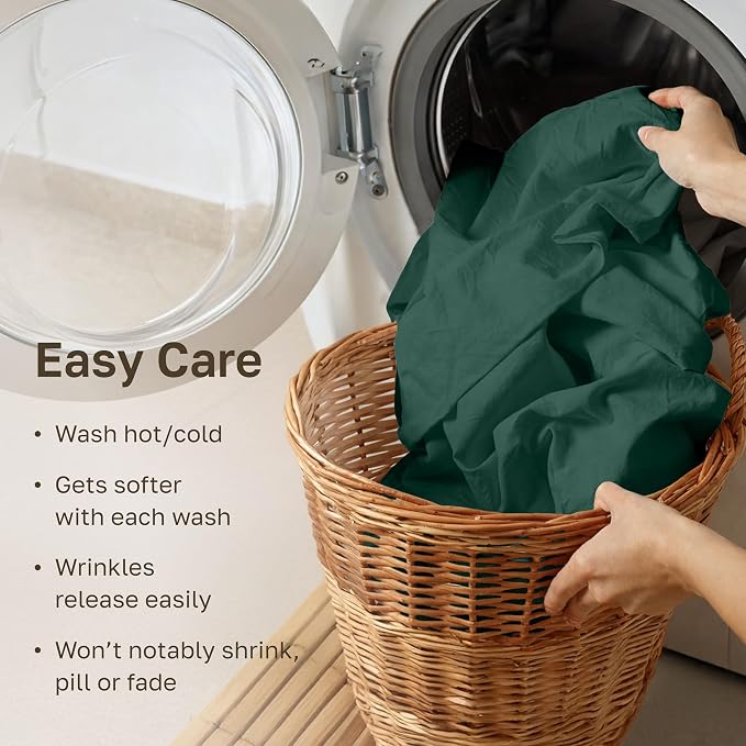California Design Den 100% Cotton Sateen 3 Pc Twin XL Sheet Sets | 400 Thread Count Backed by Good Housekeeping Seal, All-Around Elastic, Durable, Easy Care, OEKO-TEX certified - Hunter Green
