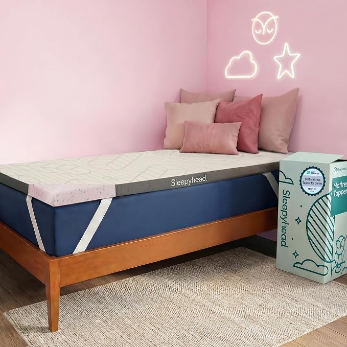 Sleepyhead Twin XL 2 Inch Mattress Topper Super, Thick Cooling Gel & Copper-Infused Memory Foam for College Dorm, Pressure Relief, Removable Washable Cover, CertiPUR-US Certified (XL Twin 2")