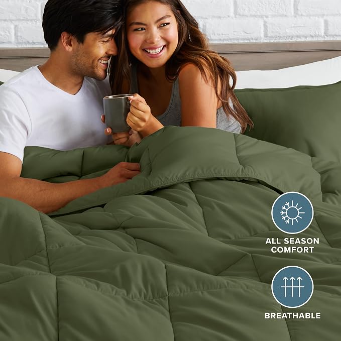 Bare Home Comforter Set - 1800 Ultra Soft (California King, Cypress) | All-Season, Breathable, Hypoallergenic, Premium 1800, Warm, Cozy