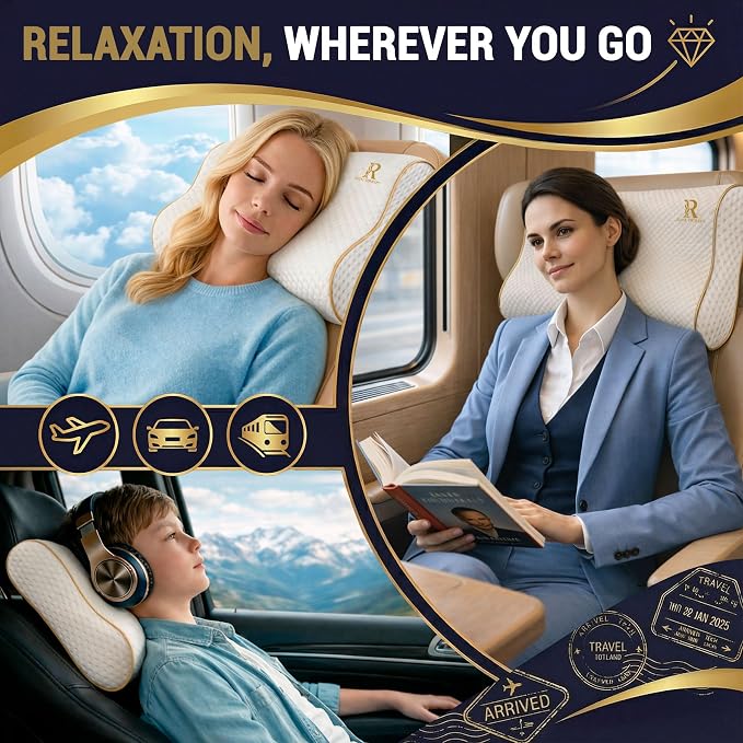 Royal Therapy Travel Memory Foam Cervical Pillow – Contour Pillow for Neck and Shoulder Pain