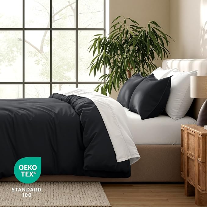 Bare Home Duvet Cover Set 1800 Ultra-Soft (Twin/Twin XL, Black) | Lightweight, Cooling, Breathable, Premium 1800 Ultra-Soft, All-Season