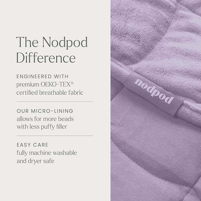 nodpod Body 6.5lb Patented Compact Weighted Blanket | Perfect for Relaxation, Lounging, Napping, Sleeping & Travel, Glass Bead Filled, Machine Washable, 29" x 24", Wisteria
