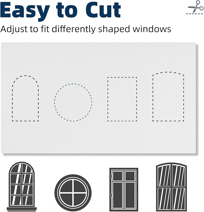 NIGHTON Portable Blackout Curtains 40"×60", Strong Hook and Loop Tape Strips with Adhesive, Cuttable Blackout Window Cover, 100% Black Out Material Blinds for Baby Nursery or Travel - White - 11