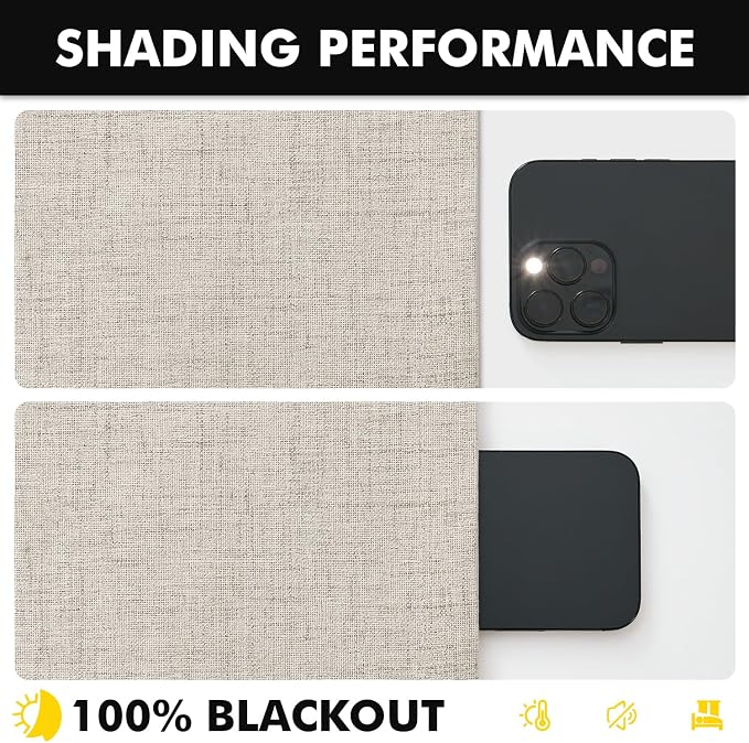 MIULEE 100% Blackout Linen Curtains for Bedroom 42 x 96 Inch Stone 2 Panels | Thermal Insulated, Room Darkening Drapes for Living Room, Back Tab Rod Pocket Pinch Pleated, Solid Luxury Decor