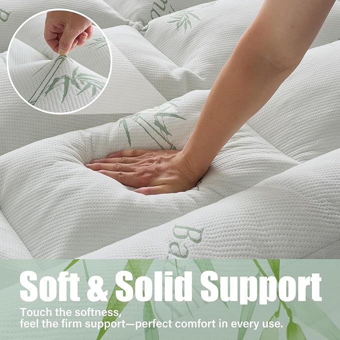 WhatsBedding 5 Inch Memory Foam Mattress Topper Twin for Back Pain Relief, Cooling Bamboo Viscose Air Layer, Supportive Pillow Top Mattress Topper