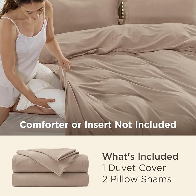 Bedsure Cal King Duvet Cover, Double Brushed Bedding, Light Brown, 3Pcs | For Kids & Adults, 104"x98" Comforter Cover, Hotel Luxury, All Season, Breathable, Easy Care, Lightweight, California King