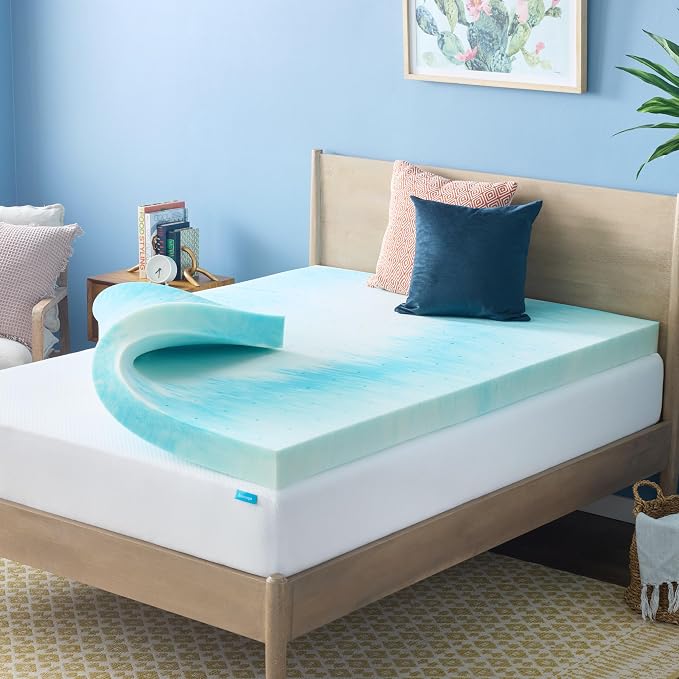 Linenspa 4 Inch Swirl Gel Memory Foam Mattress Topper, Full Size – Cooling Gel Infused, Ventilation Holes – Pressure Relieving Bed Topper – CertiPUR Certified