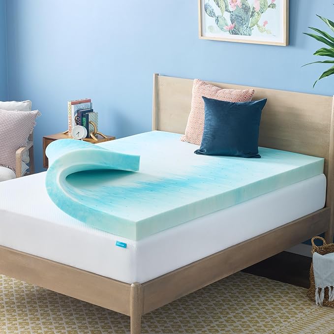 Linenspa 4 Inch Swirl Gel Memory Foam Mattress Topper, King Size – Cooling Gel Infused, Ventilation Holes – Pressure Relieving Bed Topper – CertiPUR Certified