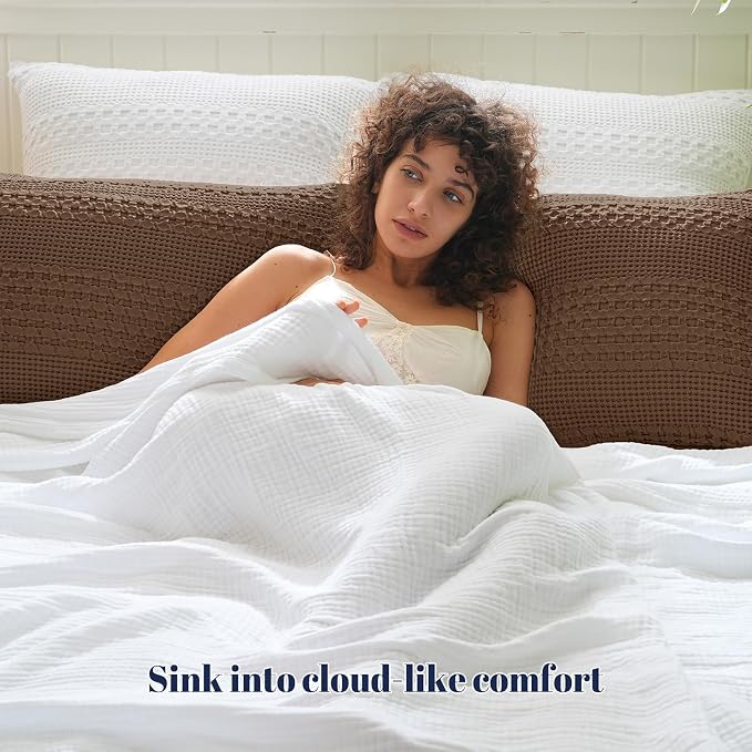 PHF 100% Cotton Waffle Body Pillowcase with Zipper, 1 Pack 20" x 54" Soft Skin-Friendly Pillow Sham, No Filling, Aesthetic Woven and Breathable Waffle Weave Body Pillow Cover for Bed, Chocolate