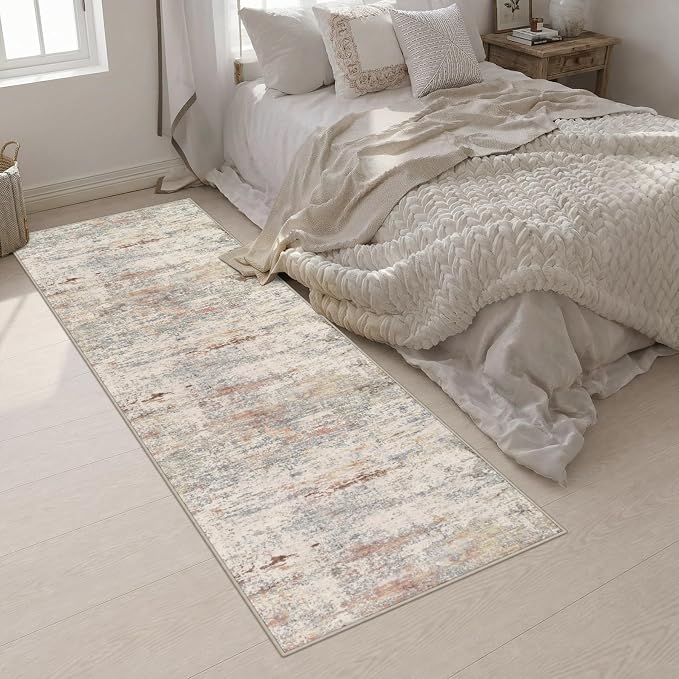 3x10 Washable Runner Rug：Modern Abstract Kitchen Soft Carpet Taupe | For Hallway, Bedroom, Kitchen, Laundry, Bathroom,Door Mat,Modern Abstract,Machine washable,Non-Slip,Stain Resistant,Indoor