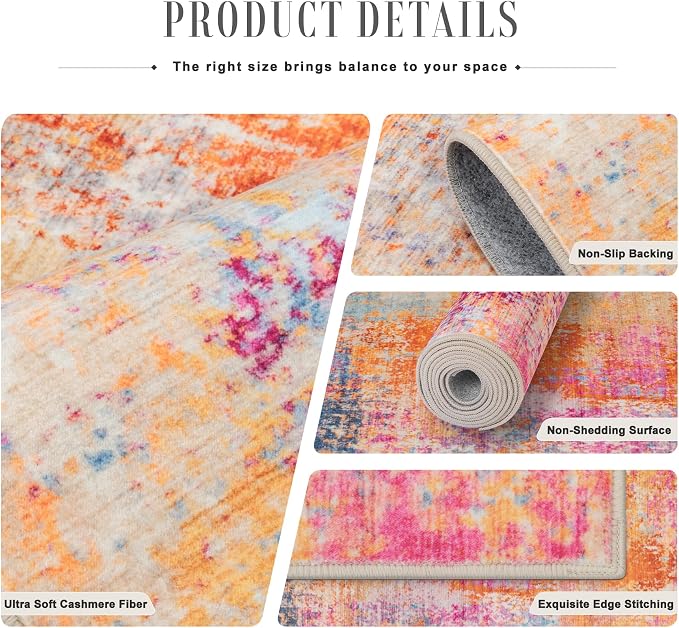 2.6x8 Washable Runner Rug：Modern Abstract Soft Carpet Galaxy Haze | For Hallway, Bedroom, Kitchen, Laundry, Bathroom,Door Mat,Modern Abstract,Machine washable,Non-Slip,Stain Resistant,Indoor