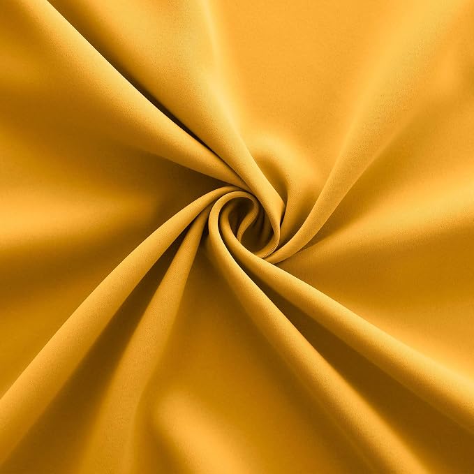 KOUFALL Yellow Curtains 96 Inches Long for Living Room Pair Set of 2 Panels Grommet Room Darkening Blackout Window Curtains for Bedroom 52 x 96 Inch Length Mustard Yellow