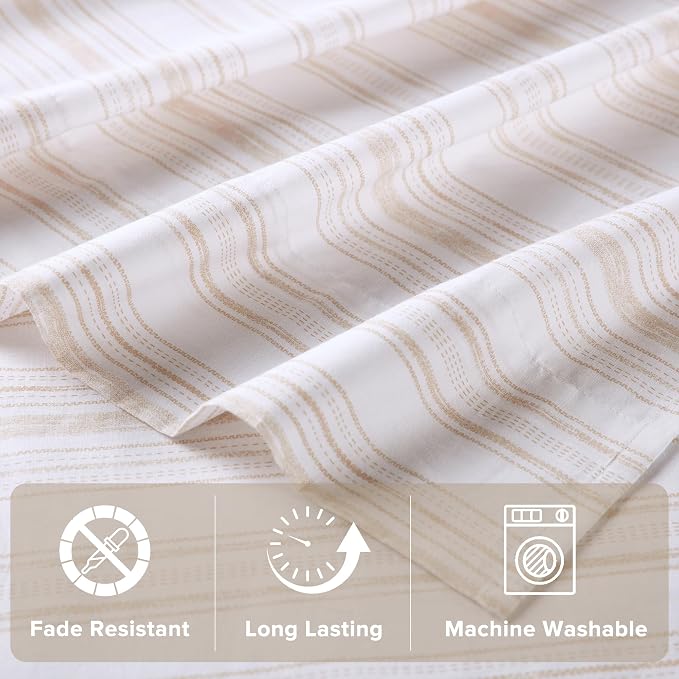 Comfort Spaces 100% Cotton Percale Sheets Twin Size 3 Pcs, Good Vibes Taupe | Crisp, Cool & Breathable Bed Sheets, 12" Deep Pocket Fits Up to 14" Mattress, Lightweight, All Season Cozy, with Pillow Case