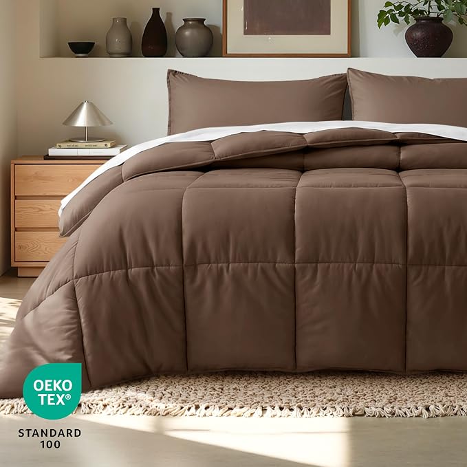 Bare Home Cal King Comforter Set - 1800 Ultra Soft (California King, Cocoa) | All-Season, Breathable, Hypoallergenic, Premium 1800, Warm, Cozy