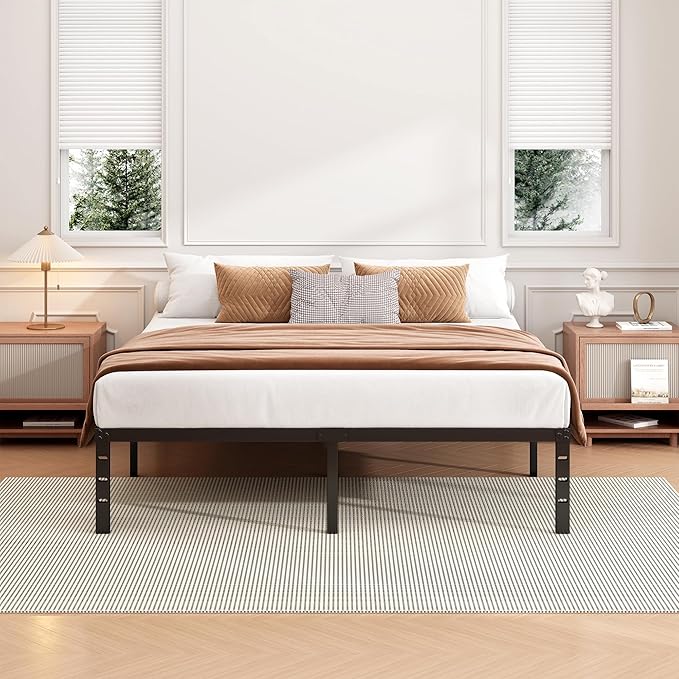Hafenpo 16 Inch King Bed Frame - Sturdy Metal Platform King Size, No Box Spring Needed, Heavy Duty, Easy Assembly, Strong Bearing Capacity, Under Bed Storage, Black | Sturdy Metal Platform King Size, No Box Spring Needed, Heavy Duty, Easy Assembly, Str...