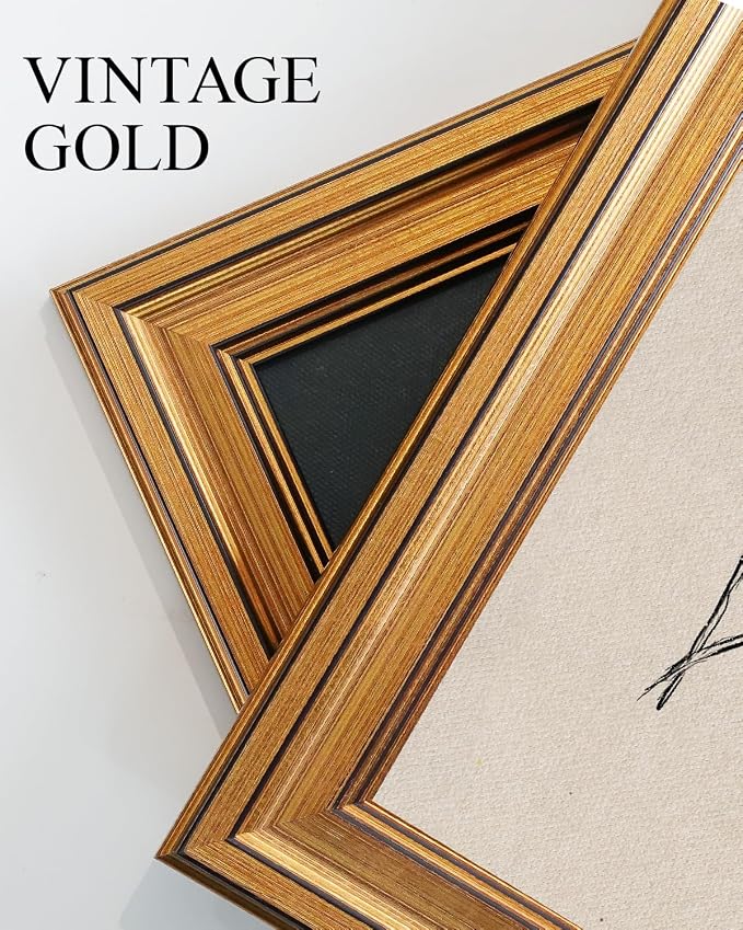 VIYYIEA Vintage Gold Framed Wall Art for Living Room, Butterfly Canvas Prints Home Decor, Sketch Painting Picture, Bedroom Wall Decor Gifts for Friends or Family -【Dancing with Flowers】-(16L x 12W)