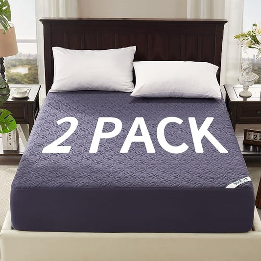 2 Pack Waterproof Mattress Protector King Size, Deep Pocket Fit, Washable | Bedlore Soft Breathable Bed Mattress Cover Pad, Fits 6-18 Inch Deep Mattresses, Ideal for Bedroom, Hotel, Navy Blue