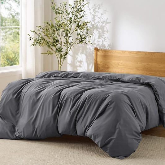 Bedsure Duvet Cover King Size, 1Pc Soft Double Brushed Bedding, Dark Grey | For Kids & Adults, 104"x90", Only 1 Comforter Cover, No Pillow Shams, Hotel Luxury, Breathable, Lightweight, Zipper Closure