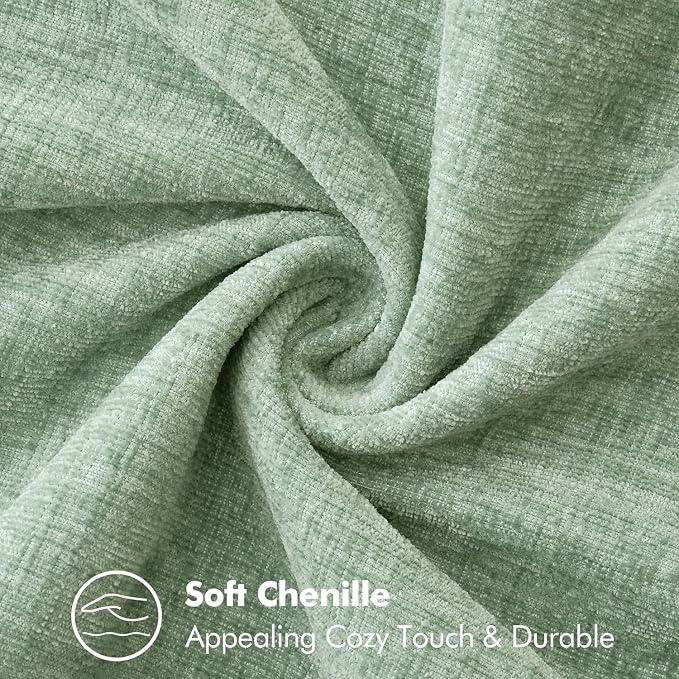 MIULEE Decorative Couch Throw Pillow Covers 18x18 Inch Greyish Green 2 Pack | Farmhouse Pillow Covers with Stitched Edge, Soft Chenille Cushion Cases, for Sofa Bed Living Room Home Decor