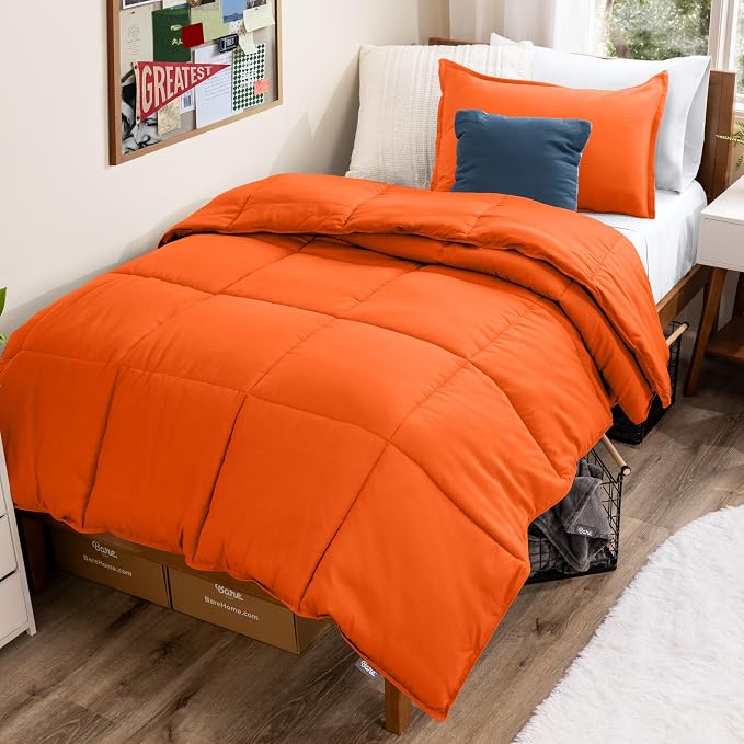 Bare Home Comforter Set - 1800 Ultra Soft (Twin/Twin XL, Orange) | All-Season, Breathable, Hypoallergenic, Premium 1800, Warm, Cozy