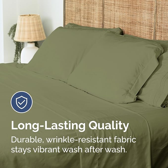 Cal King Flat Sheet - Single Top Flat Sheet Only - Cooling - Sage Green | Hotel Luxury Top Flat Sheet Only, Ultra-Soft, Breathable & Cooling, Fade & Wrinkle Free, Easy-Care, Stain & Shrink Resistant