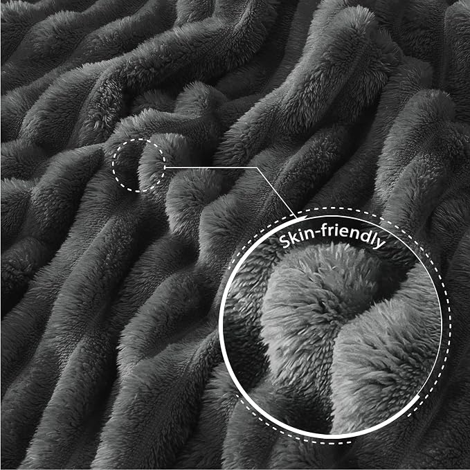 Exclusivo Mezcla Striped California King Size Fleece Blanket for Bed | Soft Breathable Cozy Bed Blankets, Lightweight Plush Fluffy Fuzzy Jacquard Decorative Blankets