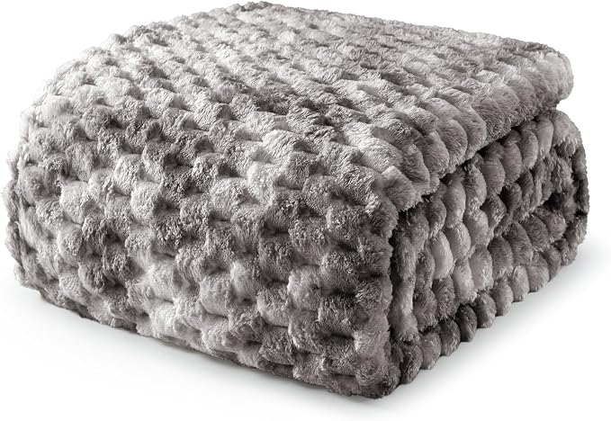Exclusivo Mezcla 3D Fleece Twin Size Blanket for Bed, Tie-dye Grey | Extra Soft Fuzzy Plush Lightweight Bed Blankets, Cozy Fluffy Decorative Blankets for All Seasons, 90x66 Inches