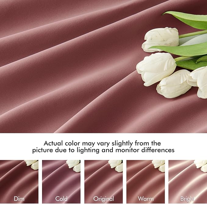 MIULEE Dusty Rose Back Tab Blackout Curtains 52x102 Inch Long 2 Panels Set | Rod Pocket Pinch Pleated, Thermal Insulated, Bedroom Living Room Darkening Drapes, Light Blocking Floor to Ceiling Curtains