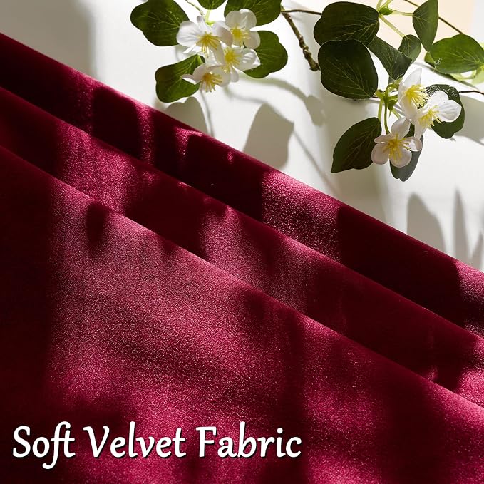 GIGIZAZA Burgundy Velvet Pillow Covers 24x24 Decorative Pillows Pack of 2 | Red Throw Pillows for Couch Sofa,280gsm Soft Textured Fabric,Modern Square Pillowcases,Luxury Cushion Covers