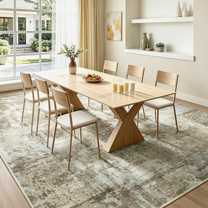 Rugflix 5x7 Area Rugs for Living Room, Washable Brown Large Rug | Machine Washable; Stain-Resistant; Low Pile; Non-Slip; Modern Abstract; Carpet for Bedroom Dining Office Nursery Home