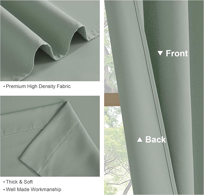 PONY DANCE Sage Green Short Window Curtain Panels 30 inch Long - Rod Pocket Room Darkening Drapes for Dorm Storage Door Kitchen Basement Farmhouse Decor, W 42 x L 30 inches, 2 Panels
