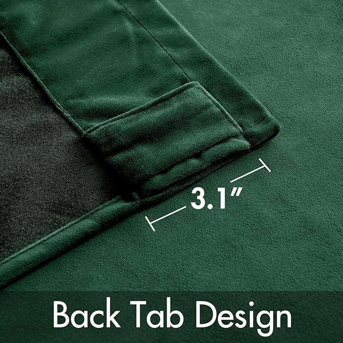 MIULEE Velvet Blackout Curtains 52x108 inches 2 Panels Hunter Green | Luxury, Bedroom Living Room, Thermal Insulated, Super Soft Window Drapes, Rod Pocket & Back Tab, Christmas Forest Green