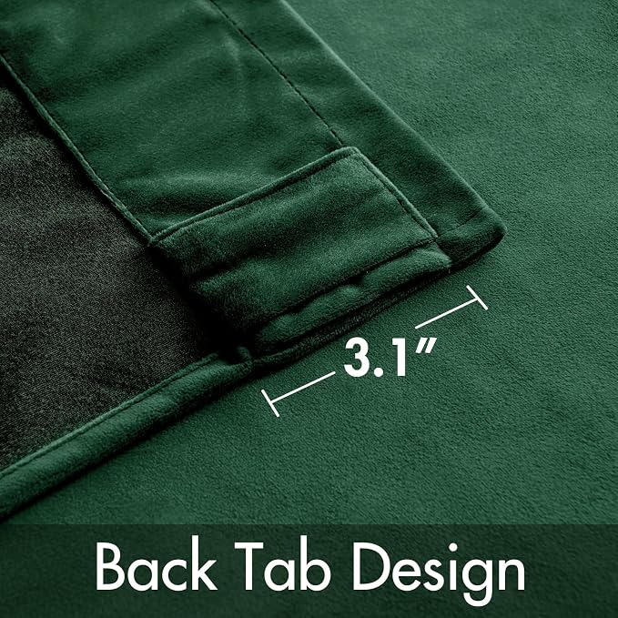 MIULEE Velvet Curtains 52x96 inches 2 Panels Hunter Green Blackout Curtains | Luxury, Bedroom Living Room, Thermal Insulated, Super Soft Window Drapes, Rod Pocket & Back Tab, Christmas Forest Green