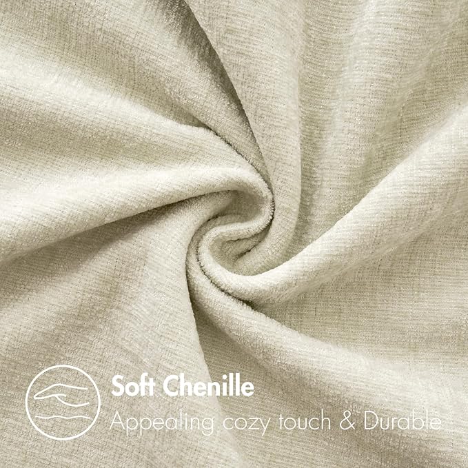 MIULEE Soft Chenille Throw Pillow Covers Cream 20x20 Inch Pack of 2 | Modern Home Decor, Classic Decorative Pillows, Solid Dyed Cases, Boho Couch Cushion Covers for Sofa Bed Living Room