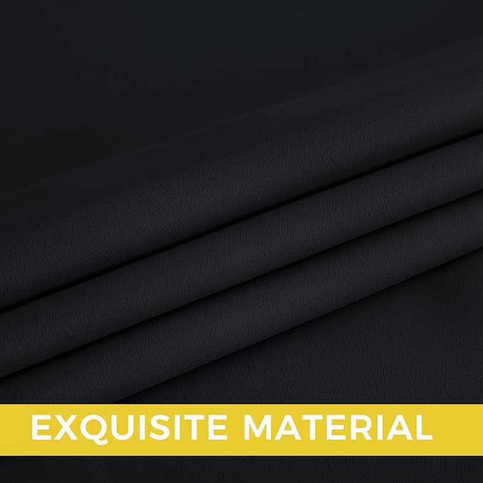 NICETOWN 100% Black Out Curtains 63 Inches Long 2 Panels for Living Room | For Office, Thermal Insulated, Blackout, Grommet, Noise Reducing, W40" x L63"