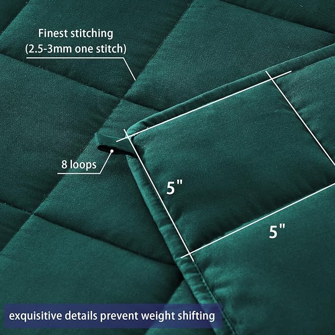 yescool Weighted Blanket for Adults (12 lbs, 48" x 72", Dark Green) Cooling Heavy Blanket for Sleeping Perfect for 110-130 lbs, Twin Size Breathable Blanket with Premium Glass Bead, Machine Washable